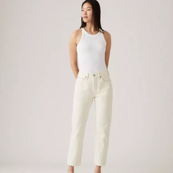 Levi's Original 501 Cropped Jean in Ecru - Picture 1 of 4